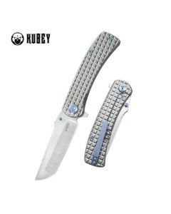 Kubey Interflow Flipper Folder, Grey Titanium Handle, Satin Bohler M390 Blade - KB294A