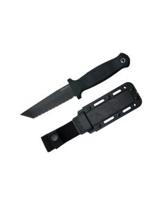 Demko Knives Armiger 4, Black Handle, 80Cr2V Tanto Serrated Edge Blade