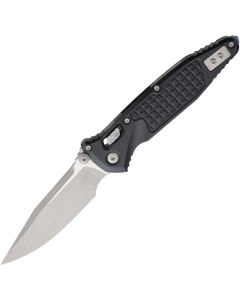 Microtech Socom Elite Ram-Lok, M390MK Apocalyptic Clip Point Blade, Black Frag Pattern Aluminium Handle (160RL-10APFR)
