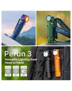 Olight Perun 3 LED Rechargeable Head Torch with White and Red Beam, Colour options