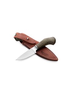 LionSteel Willy, Green Micarta/Canvas Handles, M390 Blade Steel, Leather Sheath ~ WL1CVG