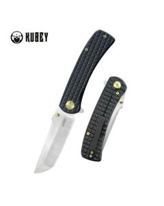 Kubey Interflow Flipper Folder, Black Titanium Handle, Satin Bohler M390 Blade - KB294C