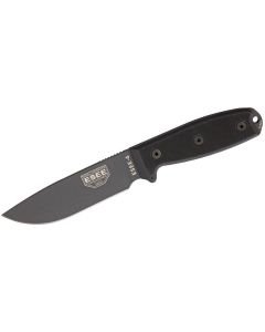 ESEE Knives ESEE-4P-TG-B Gunsmoke Plain Edge, Black G10 Handles, Black Sheath