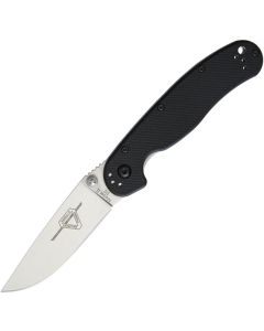 Ontario RAT Model II Folder D2 Blade Steel, Black Handles with Satin Blade ~ 8828