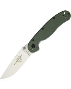 Ontario RAT Model II Folder, D2 Blade Steel, Olive Drab Handles with satin blade ~ 8828OD