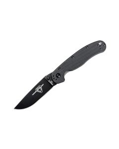 Ontario RAT Model II Folder D2 Blade Steel, Black Handles with Black Blade ~ 8830