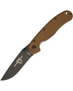 Ontario RAT Model II Folder D2 Blade Steel, Coyote Brown Handles with Black blade ~ 8830CB