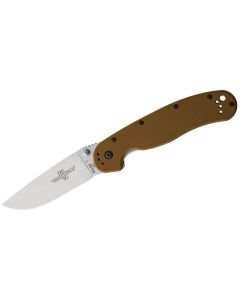 Ontario RAT Model I Folder D2 Blade Steel, Coyote Brown Handles with Satin Blade ~ 8867CB