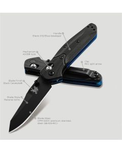 Benchmade 945BK-1 MINI OSBORNE, G10 Scales, S30V Reverse Tanto Black Blade