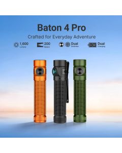 Olight Baton 4 Pro, 1600 lumen rechargeable LED torch, 3 colour options