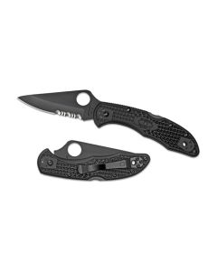 Spyderco Delica 4 Black Blade Part serrated ~ C11PSBBK