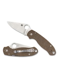 Spyderco Para 3 Brown Canvas Micarta CPM Cru-Wear ~ C223MPCW