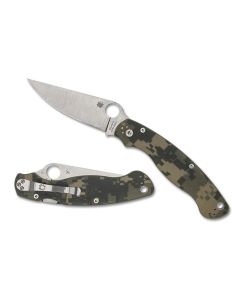 Spyderco Military 2, Camo G10 Scales, Satin Plain Edge Blade, Compression Lock ~ C36GPCMO2