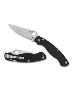 Spyderco Military 2, Black G10 Scales, Satin Plain Edge Blade, Compression Lock ~ C36GP2