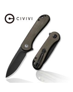 CIVIVI C907Z Elementum Linerlock Dark Green Micarta Handle, D2 Black Stonewash Blade