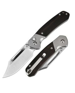 CJRB Pyrite Bowie Button Lock, AR-RPM9 Blade, Ebony Wood Handles - J1942-EBN