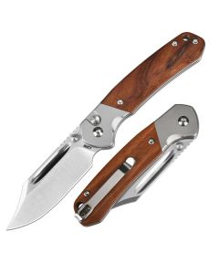 CJRB Pyrite Bowie Button Lock, AR-RPM9 Blade, Rosewood Handles - J1942-RW