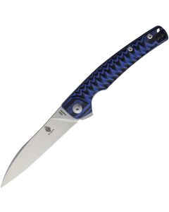 Kizer Ki3457N2 Splinter N690 Stonewashed Blade, Black & Blue G10 Handles