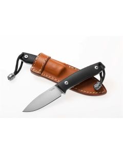 LionSteel M1, M390 Blade Steel, Black G10 Handles, Leather Sheath ~ M1GBK 