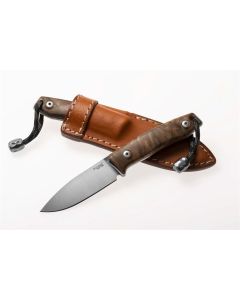 LionSteel M1, M390 Blade Steel, Walnut Handles, Leather Sheath ~ M1WN
