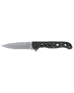 CRKT M16-01S Carson Flipper Frame Lock, Bead-Blast Plain Spear Point Blade, Black Stainless Steel Handles