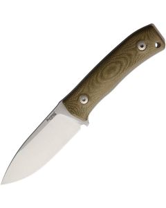 LionSteel M4 Bushcraft, M390 Blade Steel, Green Canvas Micarta Handles, Leather Sheath ~ CVG 