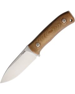 LionSteel M4 Bushcraft, M390 Blade Steel, Natural Canvas Micarta Handles, Leather Sheath ~ CVN 