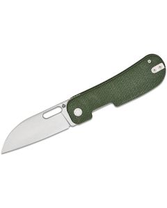 QSP Variant PE, Front Flipper, Sanvik 14C28N Blade, Green Micarta Handle - QS154D