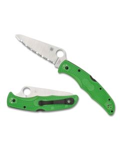 Spyderco Pacific Salt Green FRN LC200N Serrated edge ~ C91FSGR2