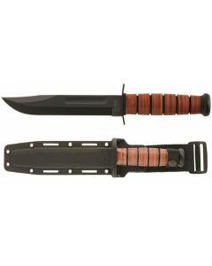 Kabar 5017 USMC Full Size 7" Blade Plain Edge, Leather Handles and Plastic Sheath