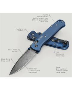 Benchmade 535-2204 Bugout Ltd Edt, Damasteel Blade with Blue Titanium Scales