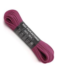 Atwood 550 Cord Paracord 100ft - Black Hot Pink Diamond