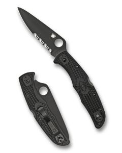Spyderco Endura 4 FRN All Black Part Serrated Blade ~ C10PSBBK