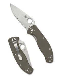 Spyderco Tenacious Brown G10, CPM M4 Blade steel Part Serrated edge ~  C122GBNM4PS