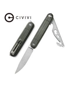 CIVIVI Knives Crit Front Flipper, Micarta Handle, Nitro-V blade steel with Multi-Tool blade ~ C20014F-3