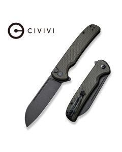CIVIVI Chevalier Button Lock, Black Stonewashed Blade, Dark Green Micarta Handle ~ C20022-2