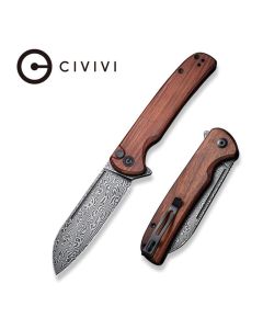 CIVIVI Chevalier Button Lock, Damascus Blade, Wood Handle ~ C20022-DS1