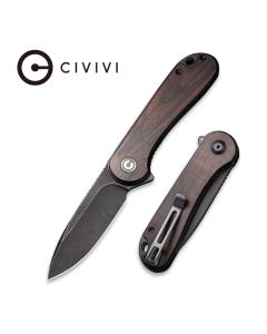 CIVIVI C907W Elementum Linerlock, Black Ebony Wood Handle, Black Stonewash D2 Blade