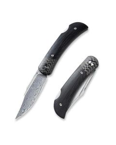 CIVIVI C914DS-1 Rustic Gent, Black G10 Handle With Carbon Fiber Bolster and Damascus Blade