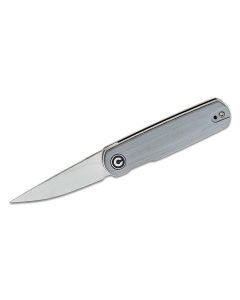 CIVIVI Knives C20024-2 Lumi Front Flipper, 14C28N Stonewashed Drop Point Blade, Gray G10 Handles