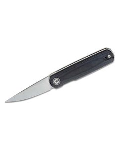 CIVIVI Knives C20024-3 Lumi Front Flipper, 14C28N Stonewashed Drop Point Blade, Black G10 Handles