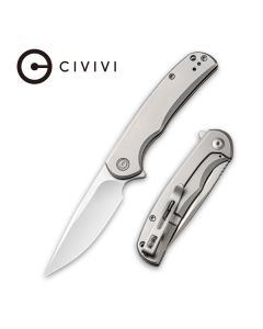Civivi NOx Flipper Knife, Gray Stainless Steel Handle, Nitro-V blade ~ C2110A