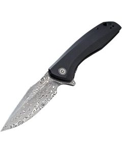 CIVIVI Knives C801DS Blacklash Flipper, Damascus blade, Black G10 handles