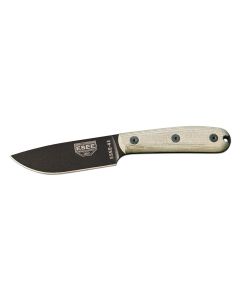 ESEE Knives ESEE-4HM-B Black Blade, Traditional Micarta Handles, Brown Leather Sheath