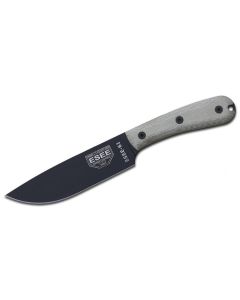ESEE Knives ESEE-6HM-B Black Plain Edge Blade with Brown Leather Sheath