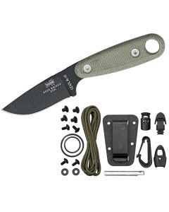 ESEE Knives IZULA-II-B-KIT Black Blade, Micarta Handles, Black Sheath, with Survival Kit