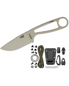 ESEE Knives IZULA-DT-KIT, Desert Tan Blade, Black Sheath, with survival kit 