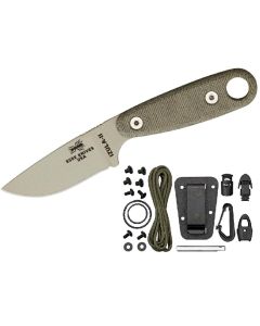 ESEE Knives IZULA-II-DT-KIT, Desert Tan, Micarta Handles, Black Sheath with Survival Kit