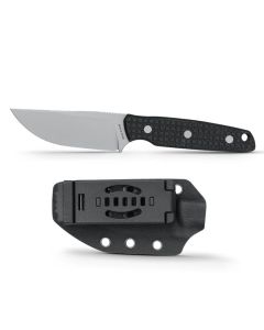 Vosteed Mink, Nitro-V Stonewashed Clip Point Blade, Frag Milled Black Micarta Handles, Kydex Sheath - D0101