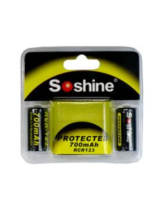 Soshine Li-ion RCR123 / 16340 700mAh Protected Battery 2 pack